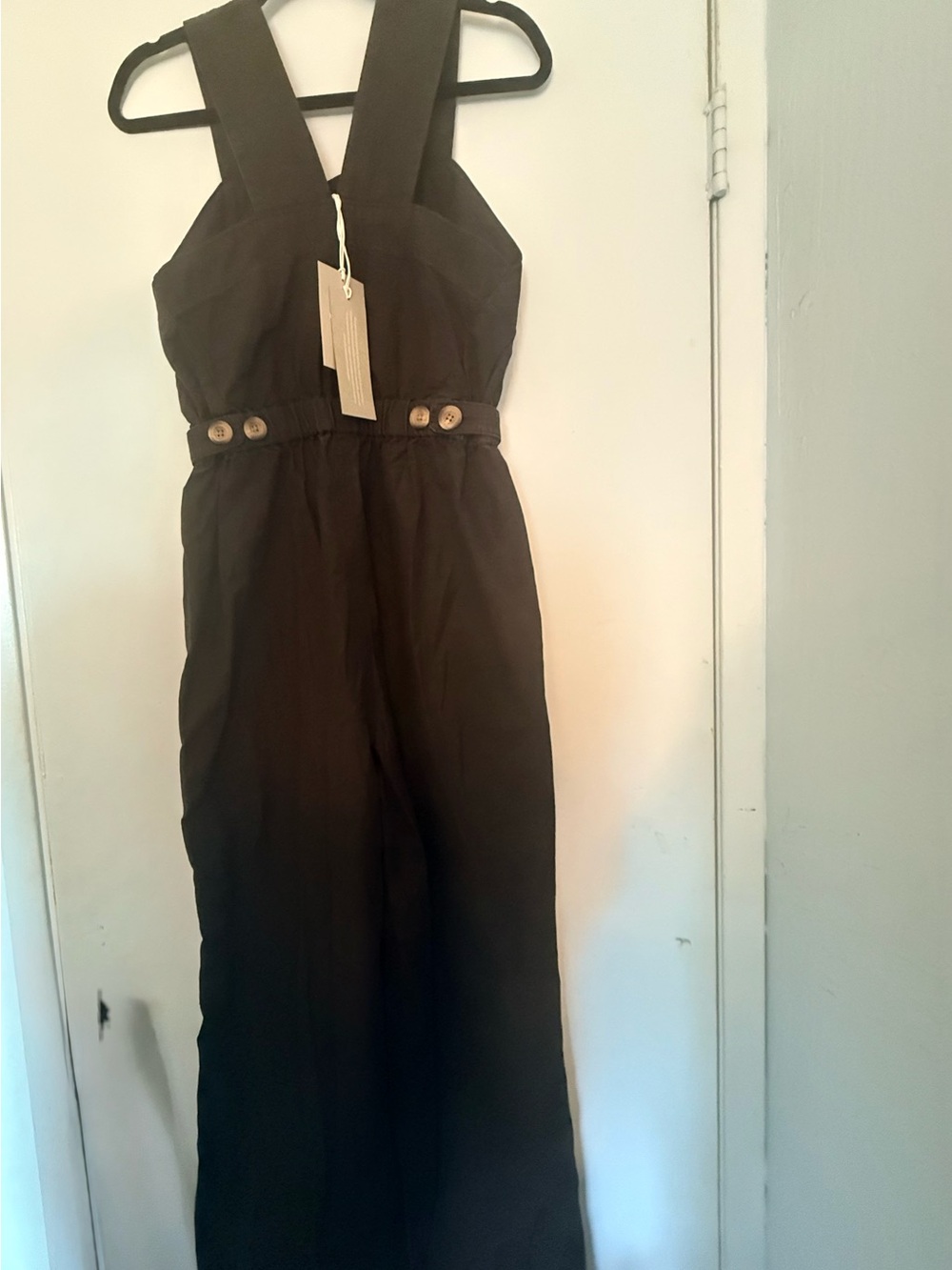 Everlane Black Wide-Strap Jumpsuit with Buttoned Waist